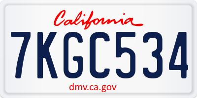 CA license plate 7KGC534