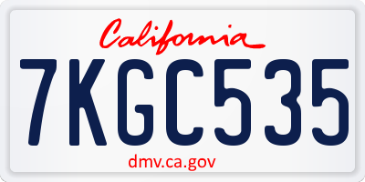 CA license plate 7KGC535