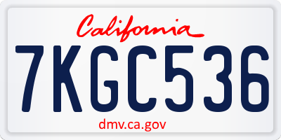 CA license plate 7KGC536
