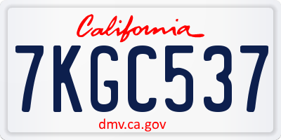 CA license plate 7KGC537