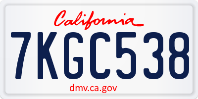 CA license plate 7KGC538