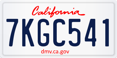 CA license plate 7KGC541