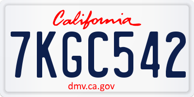 CA license plate 7KGC542