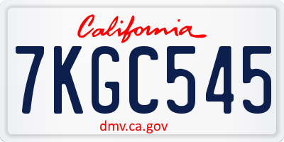 CA license plate 7KGC545