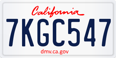 CA license plate 7KGC547