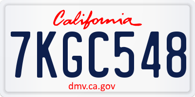 CA license plate 7KGC548