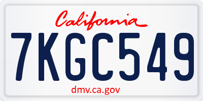 CA license plate 7KGC549