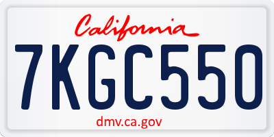 CA license plate 7KGC550
