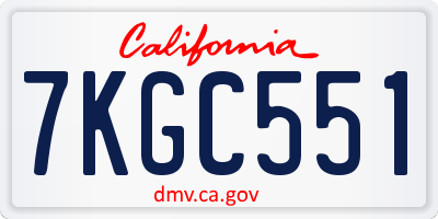 CA license plate 7KGC551