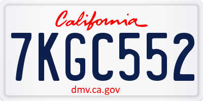 CA license plate 7KGC552