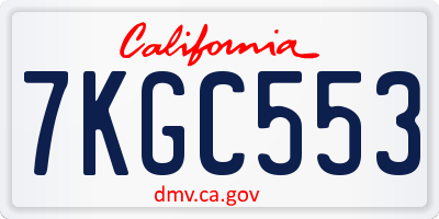 CA license plate 7KGC553