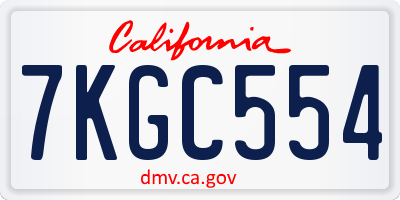 CA license plate 7KGC554