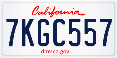 CA license plate 7KGC557
