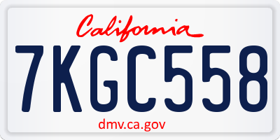 CA license plate 7KGC558