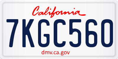 CA license plate 7KGC560