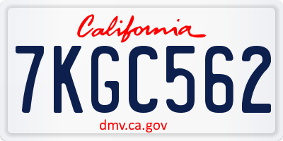 CA license plate 7KGC562
