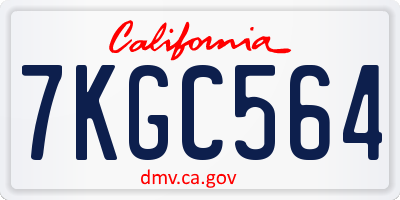CA license plate 7KGC564