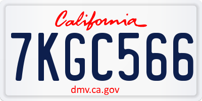 CA license plate 7KGC566