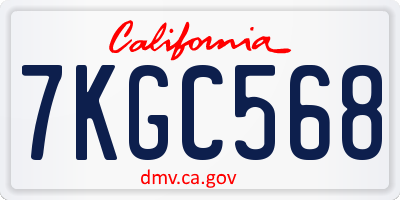 CA license plate 7KGC568