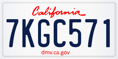 CA license plate 7KGC571