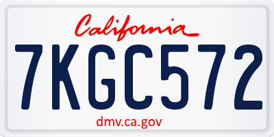CA license plate 7KGC572
