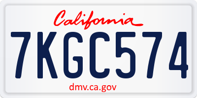 CA license plate 7KGC574
