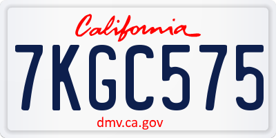 CA license plate 7KGC575