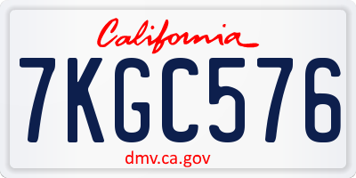 CA license plate 7KGC576