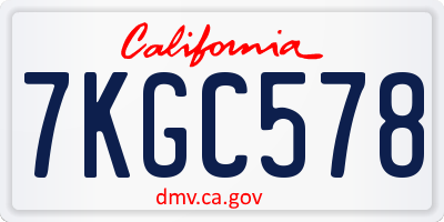 CA license plate 7KGC578