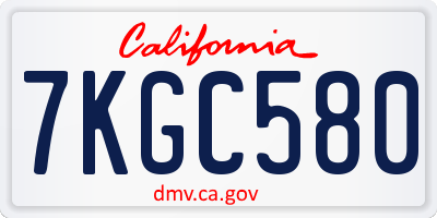 CA license plate 7KGC580