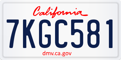 CA license plate 7KGC581