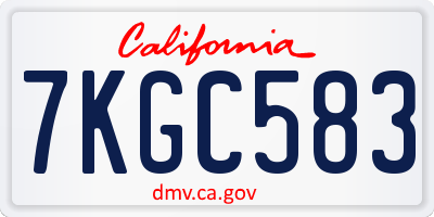 CA license plate 7KGC583