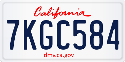 CA license plate 7KGC584