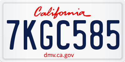 CA license plate 7KGC585