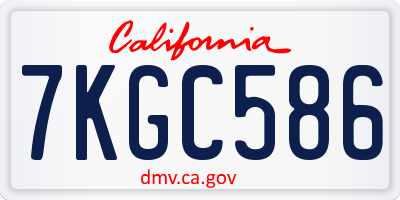CA license plate 7KGC586