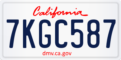 CA license plate 7KGC587