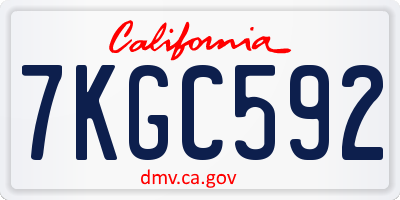 CA license plate 7KGC592