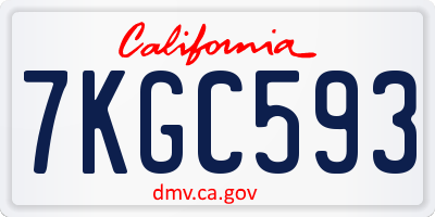 CA license plate 7KGC593