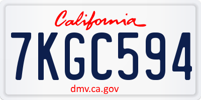 CA license plate 7KGC594