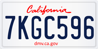 CA license plate 7KGC596