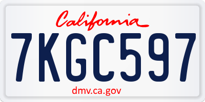 CA license plate 7KGC597