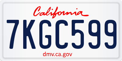 CA license plate 7KGC599