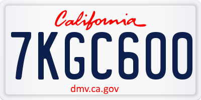 CA license plate 7KGC600