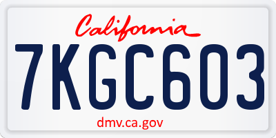 CA license plate 7KGC603