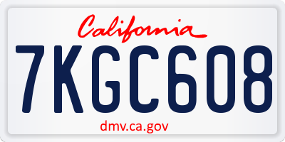 CA license plate 7KGC608