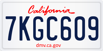 CA license plate 7KGC609