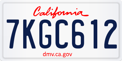 CA license plate 7KGC612