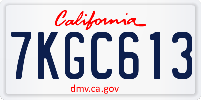 CA license plate 7KGC613