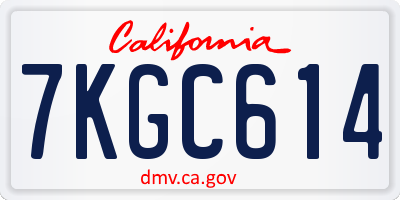 CA license plate 7KGC614