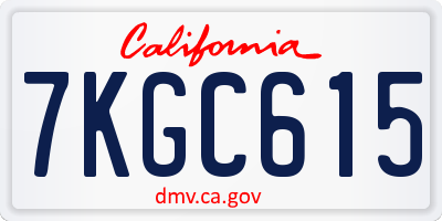 CA license plate 7KGC615